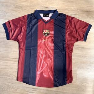 FC Barcelona Travis Scott Skeleton Jersey Kids Red/Navy Retro Nike Collab